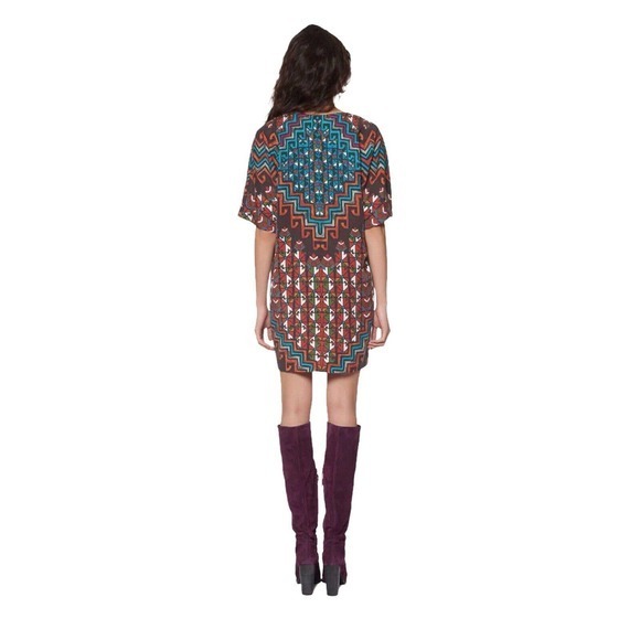 MARA HOFFMAN Dress Bolnisi Rug Tunic in Orange Multi Geometric Print Siz‎ XSmall - Picture 9 of 9